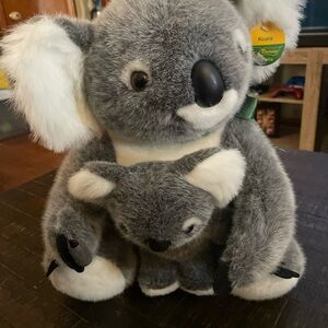 vintage Uniring Australia Koala soft plush toy with a baby koala